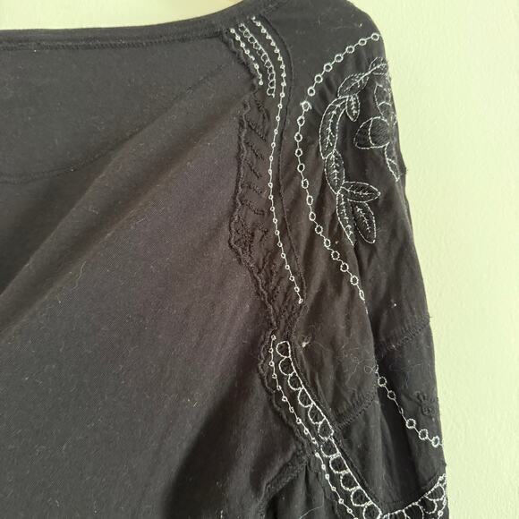 FREE PEOPLE | Black Penny Embroidered Sleeve Boxy Peplum Top | Small - Picture 8 of 8